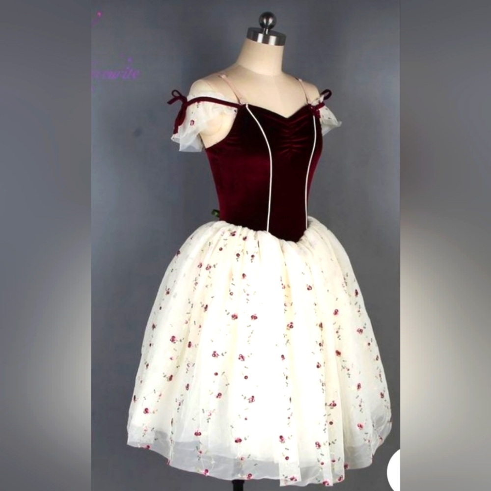 Weissman Burgundy Velvet Top Bodice Romantic Ballet Tutu Small Adult